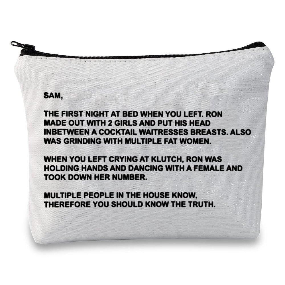 G2TUP TV Series Inspired Gift The Note to Sam Makeup Bag The Letter Cosmetic Bag Travel Pouch with Zipper for Fans (The Letter Fluorescent White)