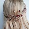 Aimimier Bridal Red Crystal Hair Comb Ruby Hair Comb Silver Headband Prom Party Festival Wedding Hair Accessories for Women (Red) view 1