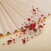 Aimimier Bridal Red Crystal Hair Comb Ruby Hair Comb Silver Headband Prom Party Festival Wedding Hair Accessories for Women (Red) view 2