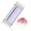 pblengraws Dual-Ended Nail Dotting Pen Crystal Beads Handle Rhinestone Studs Picker Wax Pencil Manicure Nail Art Tool Nail Art Aids (Color : Purple) view 2