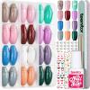 Teenitor Medium Coffin Press On Nails, 12 Color Press On Coffin Nails Set, 288pcs Glossy Glue On Nails Medium Length Press On Nails with Glue view 1