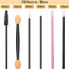 300pcs Disposable Makeup Tool Kit,Brow brush/Mascara brush/Lip Applicators/Eyeshadow applicators/Eye liner brush,JASSINS Makeup Disposable Accessories With Organizer Box view 2