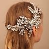 Teyglen Women's Large Shiny Rhinestones Flower Crystal Pearls Luxurious Bridal Hair Comb Headband, Silver view 2