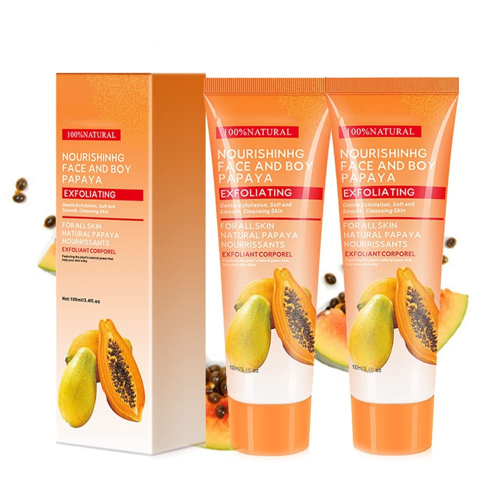 Papaya Essence Brightening Exfoliating Peeling Gel - Face & Body Scrub (2Pcs) with Deep Exfoliation
