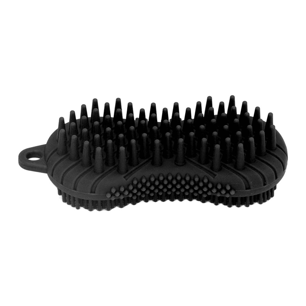 Silicone Body Scrubber, Upgraded Double-Sided Ergonomic Handle Bath Brush, Body Wash Scrubber, Good Lather, Exfoliating Body Brush, Suitable for Children, Women, Men(Black)