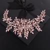Teyglen Women's Dainty Large Rhinestones Flower Bridal Hair Comb Headband - Luxurious Shiny Crystals Side Hair Accessory for Brides and Girls (Rose Gold-Pink Rhinestones) view 2