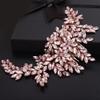 Teyglen Women's Dainty Large Rhinestones Flower Bridal Hair Comb Headband - Luxurious Shiny Crystals Side Hair Accessory for Brides and Girls (Rose Gold-Pink Rhinestones) view 3
