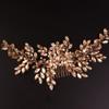 Teyglen Women Dainty Large Champagne Rhinestones Flower Crystal Pearls Bridal Wedding Hair Comb Headband Luxurious Shiny Hair Accessories for Bride and Girls (champagne) view 2