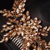 Teyglen Women Dainty Large Champagne Rhinestones Flower Crystal Pearls Bridal Wedding Hair Comb Headband Luxurious Shiny Hair Accessories for Bride and Girls (champagne) view 4