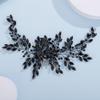 Teyglen Women Luxurious Bridal Hair Accessories - Dainty Large Crystal Pearl Flower Headband, Shiny Rhinestone Side Combs for Brides and Girls (Black) view 1