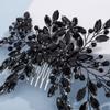 Teyglen Women Luxurious Bridal Hair Accessories - Dainty Large Crystal Pearl Flower Headband, Shiny Rhinestone Side Combs for Brides and Girls (Black) view 3