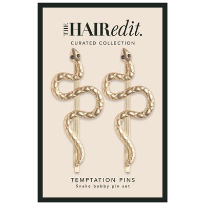 The Hair Edit Temptation Bobby Pins - Decorative Gold Metal Snake-Shaped Hair Clips