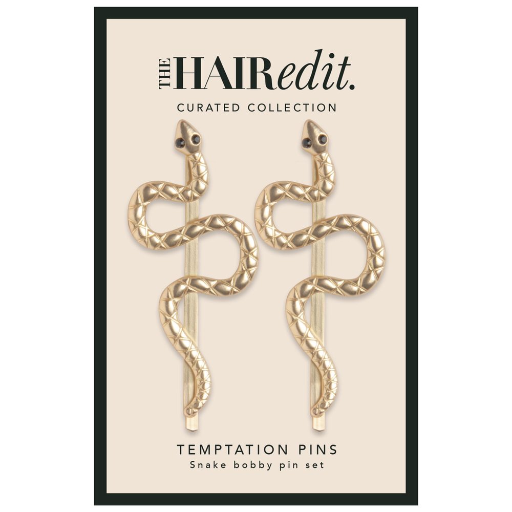 The Hair Edit Temptation Bobby Pins - Decorative Gold Metal Snake-Shaped Hair Clips