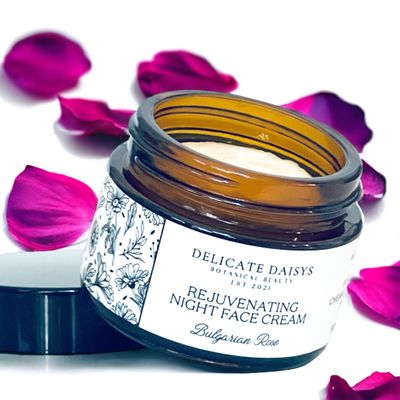 Delicate Daisys Botanical Beauty Anti-Aging Rejuvenating Night Face Cream with Shea Butter, Cocoa Butter, Bulgarian Rose Oil & Vitamin E - 1.69 fl oz - Natural, Organic, Vegan & Cruelty-Free