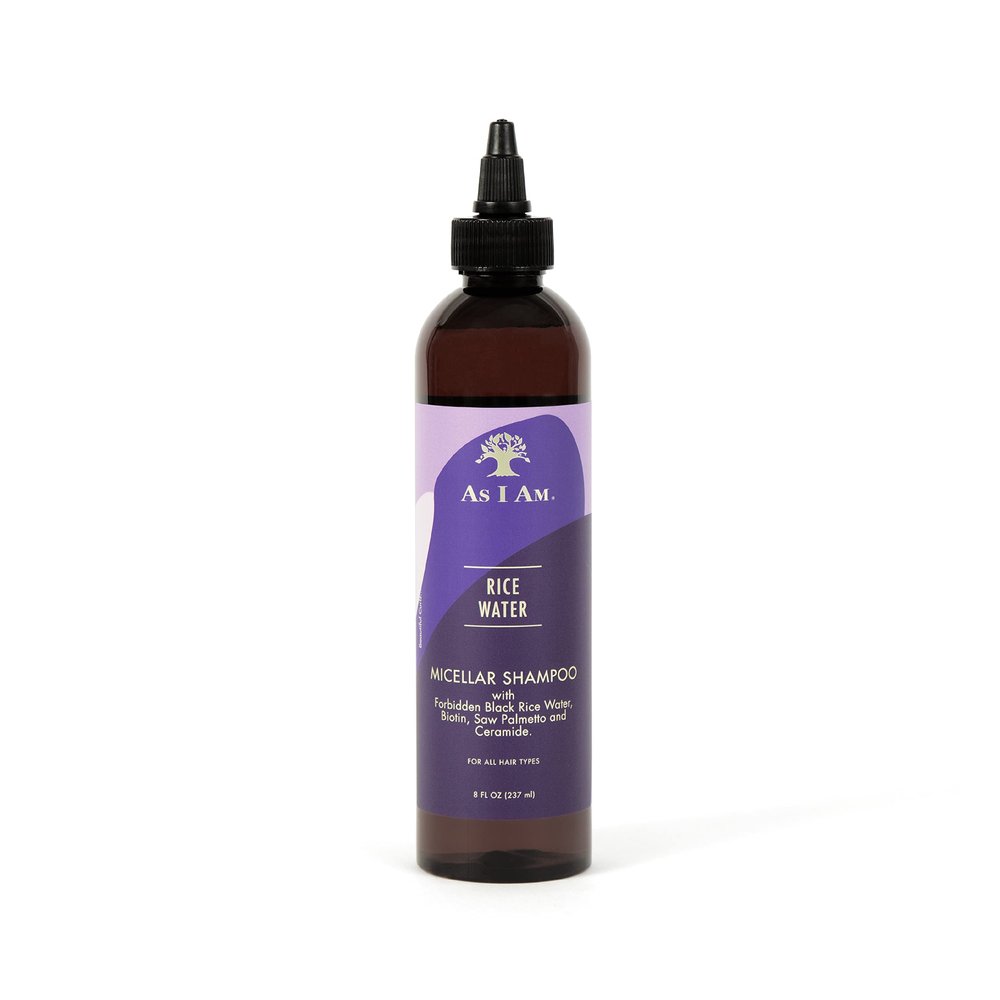 As I Am Rice Water Shampoo 8 oz - with Forbidden Black Rice, Saw Palmetto, Biotin - Gentle Cleanser - Moisturizing - Vegan & Cruelty Free - Sulfate Free - Paraben Free - For All Hair Types