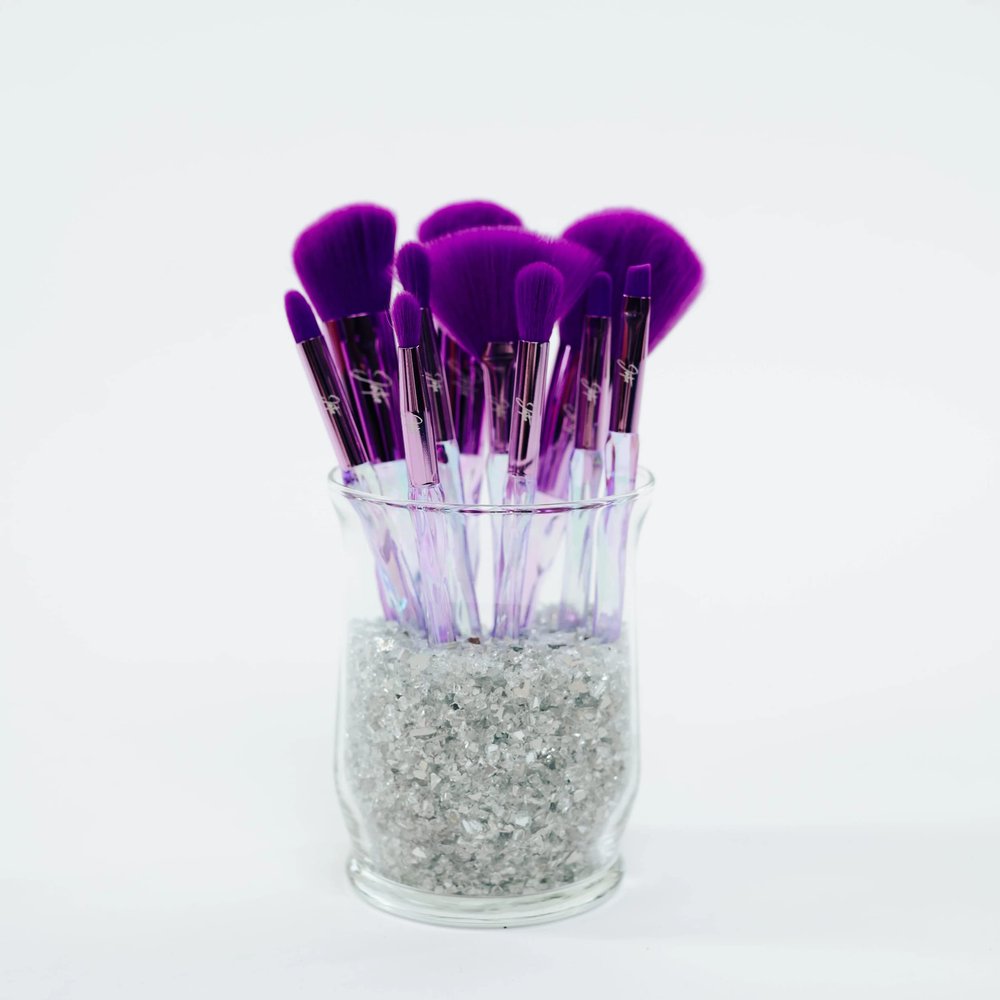 Diamond Brushes + Beauty Bag Purple
