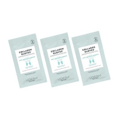 VOESH Collagen Gloves, Vegan Hand Masks, Peppermint, 3 Pack, Moisturizing Hand Mask, Lotion Gloves, Hydrating Gloves, Hand Care, Spa Manicure Gloves, Dry Hand Treatment
