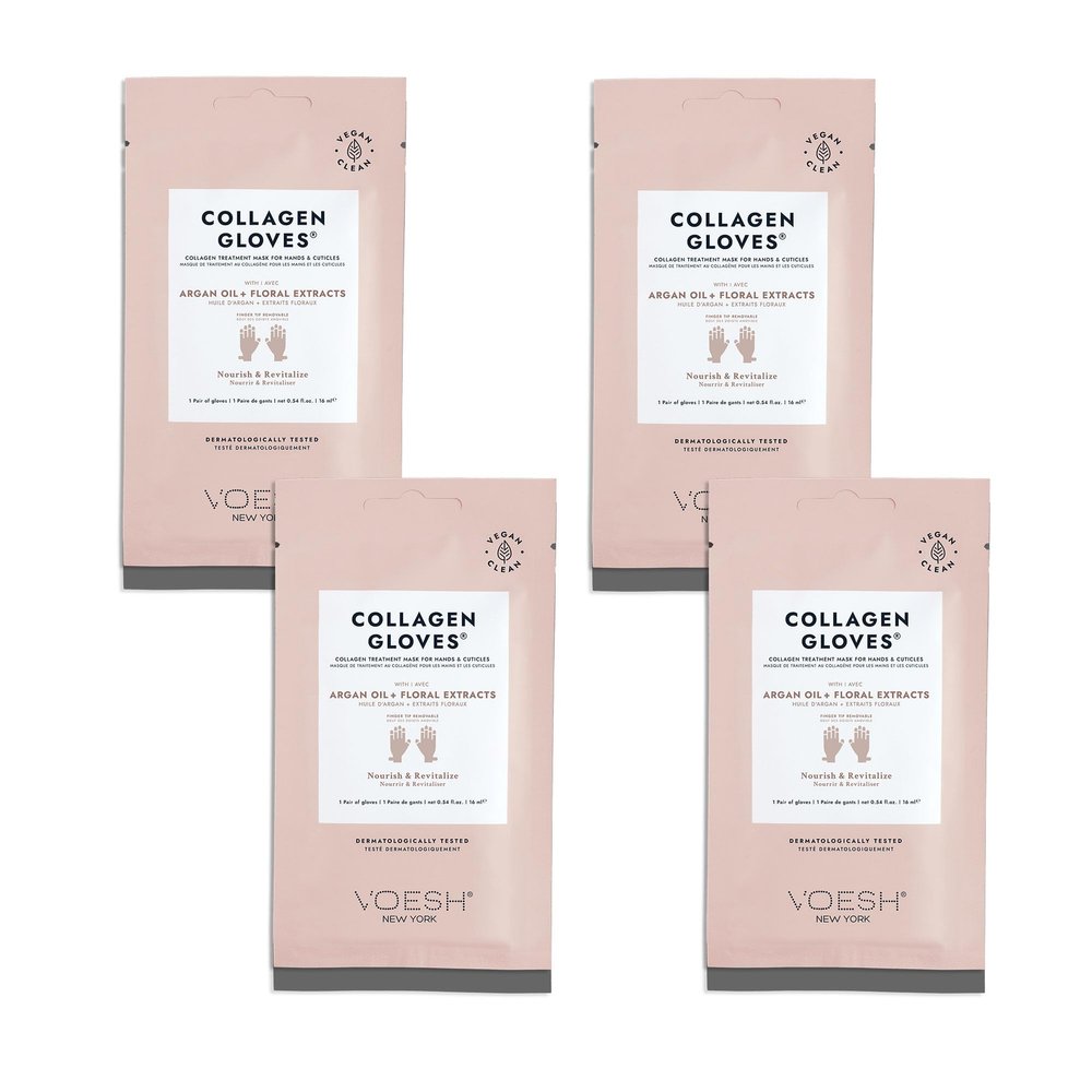 VOESH Collagen Gloves, Vegan Hand Masks, 4 Pack, Moisturizing Hand Mask, Lotion Gloves, Hydrating Gloves, Hand Care, Spa Manicure Gloves, Dry Hand Treatment