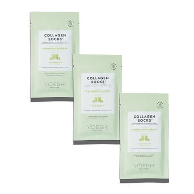 VOESH Collagen Socks, Collagen Socks for Dry Feet, 3 Pack, Herb Seed Oil, Cracked Heel Repair, Moisturizing Socks, Spa Pedicure Treatment, Spa Socks, Foot Peel Masks, Vegan