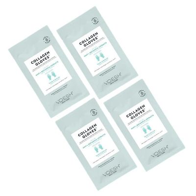 VOESH Collagen Gloves, Vegan Hand Masks, Peppermint 4 Pack, Moisturizing Hand Mask, Lotion Gloves, Hydrating Gloves, Hand Care, Spa Manicure Gloves, Dry Hand Treatment