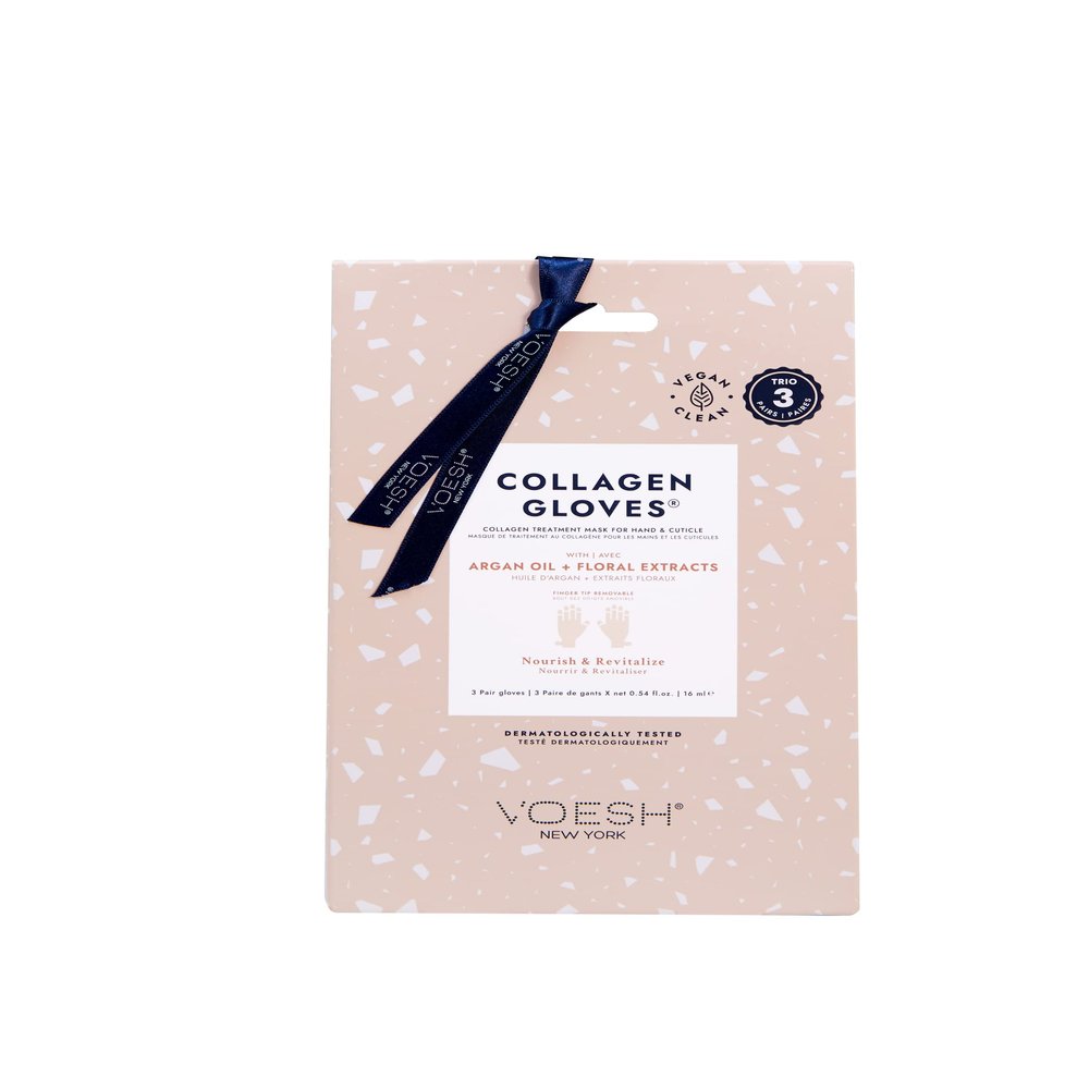 VOESH Collagen Gloves Trio, Vegan Hand Masks, 1 Pack of 3 pairs, Moisturizing Hand Mask, Lotion Gloves, Hydrating Gloves, Hand Care, Spa Manicure Gloves, Dry Hand Treatment