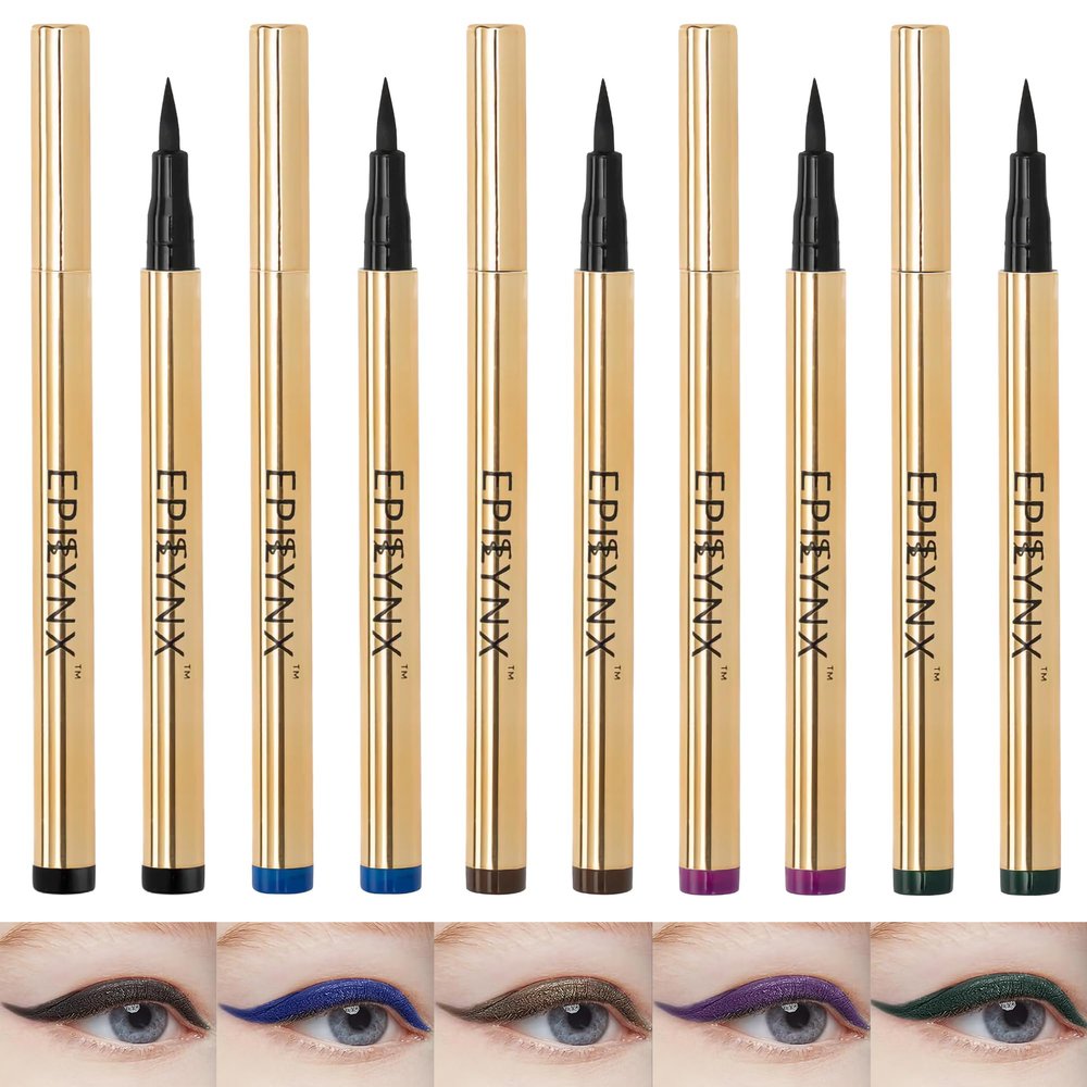 Liquid Eyeliner - Hypoallergenic Eyeliner with Fine Brush Tip, Long-Lasting Waterproof Eye Liner - Cruelty-Free, Vegan, Hypoallergenic, Gluten-Free, Smooth Liquid Eye Liner, 5 Shades 2mL each Gift Set