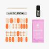 Foxology Semi Cured Gel Nail Strips Kit, Vegan & Cruelty Free, Glossy Orange Floral & Plaid, Includes 30 Nail Strips, Gel Top Coat, Prep Pad, Cuticle Stick, Nail File, DIY Manicure - Tangerine Mode view 3
