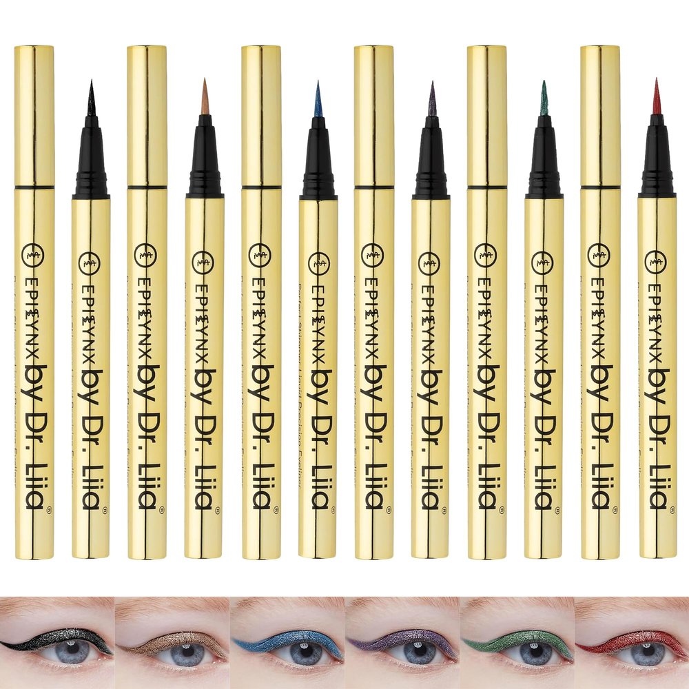 Liquid Eyeliner - Hypoallergenic Eyeliner with Fine Brush Tip, Long-Lasting Waterproof Eye Liner - Cruelty-Free, Vegan, Hypoallergenic, Gluten-Free, Smooth Liquid Eye Liner - 6 Shades Gift Set