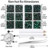 LPBeads 6000 Pieces Emerald Non Hotfix Rhinestones 6 Sizes Round Crystal Glass Flat Back Rhinestones with Tweezers and Picking Pen for Nail Art Crafts Clothes Bags DIY view 2