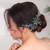 Teyglen Green Crystal Bride Wedding Hair Comb Bridal Crystal Hair Comb Hair Accessories Shiny Rhinestones Bridal Side Hair Combs Dainty Headpieces for Women Bride Girls view 2