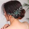 Teyglen Green Crystal Bride Wedding Hair Comb Bridal Crystal Hair Comb Hair Accessories Shiny Rhinestones Bridal Side Hair Combs Dainty Headpieces for Women Bride Girls view 3