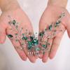 Teyglen Green Crystal Bride Wedding Hair Comb Bridal Crystal Hair Comb Hair Accessories Shiny Rhinestones Bridal Side Hair Combs Dainty Headpieces for Women Bride Girls view 4