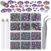 LPBeads 6000 Pieces Green Volcano Non Hotfix Rhinestones 6 Sizes Round Crystal Glass Flat Back Rhinestones with Tweezers and Picking Pen for Nail Art Crafts Clothes Bags DIY view 1