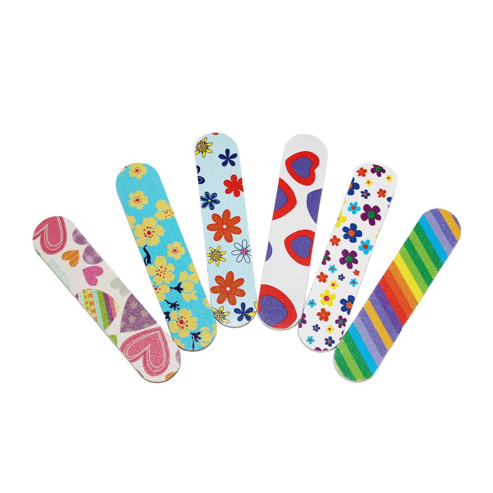 ZMOI (1 Dozen) Pack of 2 Colorful Girly Mini Emery Board Nail Files