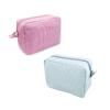 2 PCS Seersucker Cosmetic Bag, Large Makeup Pouch Travel Toiletry Case with Zipper Closure Seersucker Cosmetic Organizer for Women Girls, Baby Diaper Bag Organizer view 1