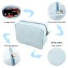 2 PCS Seersucker Cosmetic Bag, Large Makeup Pouch Travel Toiletry Case with Zipper Closure Seersucker Cosmetic Organizer for Women Girls, Baby Diaper Bag Organizer view 2