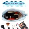 2 PCS Seersucker Cosmetic Bag, Large Makeup Pouch Travel Toiletry Case with Zipper Closure Seersucker Cosmetic Organizer for Women Girls, Baby Diaper Bag Organizer view 4