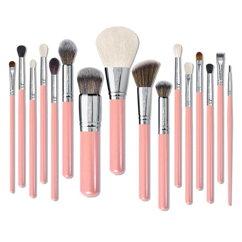 Makeup Brushes Set 16 pcs, Premium Natural Hair Blending, Blush Powder Makeup, Pink Makeup Brush Set, Deluxe Brush Set
