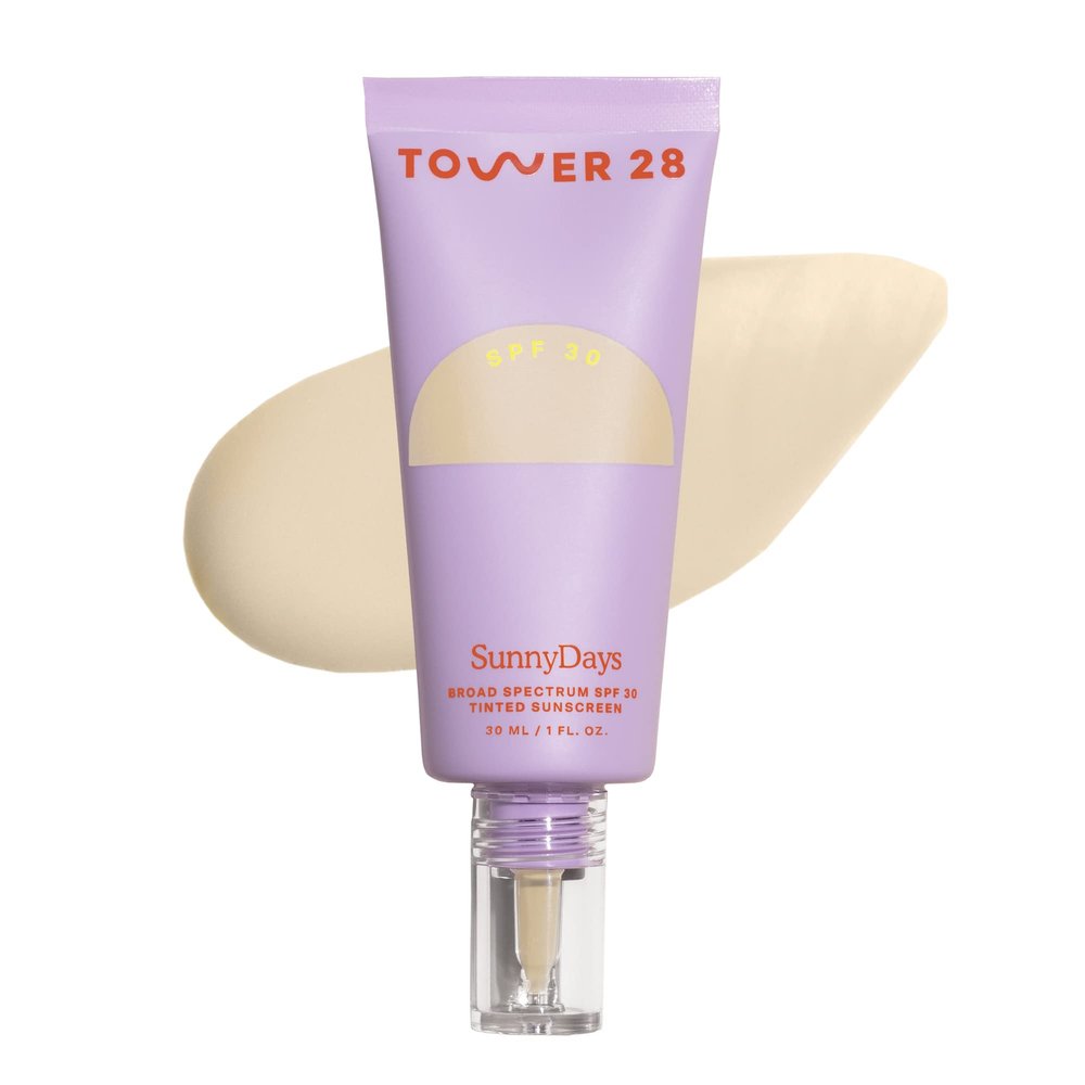 Tower 28 Beauty SunnyDays SPF 30 Tinted Mineral Sunscreen For Sensitive Skin - 2-in-1 Facial Broad Spectrum UVA/UVB Protection + Foundation - Shade 10 LARCHMONT - Light with Yellow Undertones, 1 Fl Oz