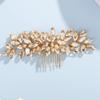 Teyglen Women Dainty Rhinestone Hair Comb - Luxurious Shiny Champagne Bridal Side Hair Accessory for Brides and Girls view 1