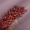 Teyglen Women Dainty Simple Full Rhinestones Hair Comb, Wine Red, 15 *6cm/5.9 *2.36 inches, Alloy+Rhinestones, 1 Count, for Women Bride Girls and Special Occasions view 3