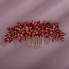 Teyglen Women Dainty Simple Full Rhinestones Hair Comb, Wine Red, 15 *6cm/5.9 *2.36 inches, Alloy+Rhinestones, 1 Count, for Women Bride Girls and Special Occasions view 4