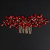 Teyglen Dainty Simple Full Red Rhinestones Bride Wedding Hair Comb Luxurious Hair Accessories Shiny Rhinestones Bridal Side Hair Combs for Women Bride Girls (Red) view 1