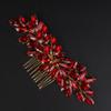 Teyglen Dainty Simple Full Red Rhinestones Bride Wedding Hair Comb Luxurious Hair Accessories Shiny Rhinestones Bridal Side Hair Combs for Women Bride Girls (Red) view 2
