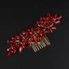 Teyglen Dainty Simple Full Red Rhinestones Bride Wedding Hair Comb Luxurious Hair Accessories Shiny Rhinestones Bridal Side Hair Combs for Women Bride Girls (Red) view 4