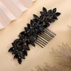 Teyglen Women Dainty Simple Black Rhinestones Bride Wedding Hair Comb Luxurious Hair Accessories Shiny Rhinestones Bridal Side Hair Combs for Women Bride Girls (Black) view 2