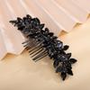 Teyglen Women Dainty Simple Black Rhinestones Bride Wedding Hair Comb Luxurious Hair Accessories Shiny Rhinestones Bridal Side Hair Combs for Women Bride Girls (Black) view 3
