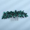 Teyglen Women's Dainty Simple Rhinestone Hair Comb - Luxurious Shiny Bridal Side Hair Accessory for Weddings (Silver-Green) view 1