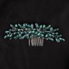 Teyglen Women's Dainty Simple Rhinestone Hair Comb - Luxurious Shiny Bridal Side Hair Accessory for Weddings (Silver-Green) view 2