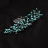 Teyglen Women's Dainty Simple Rhinestone Hair Comb - Luxurious Shiny Bridal Side Hair Accessory for Weddings (Silver-Green) view 3